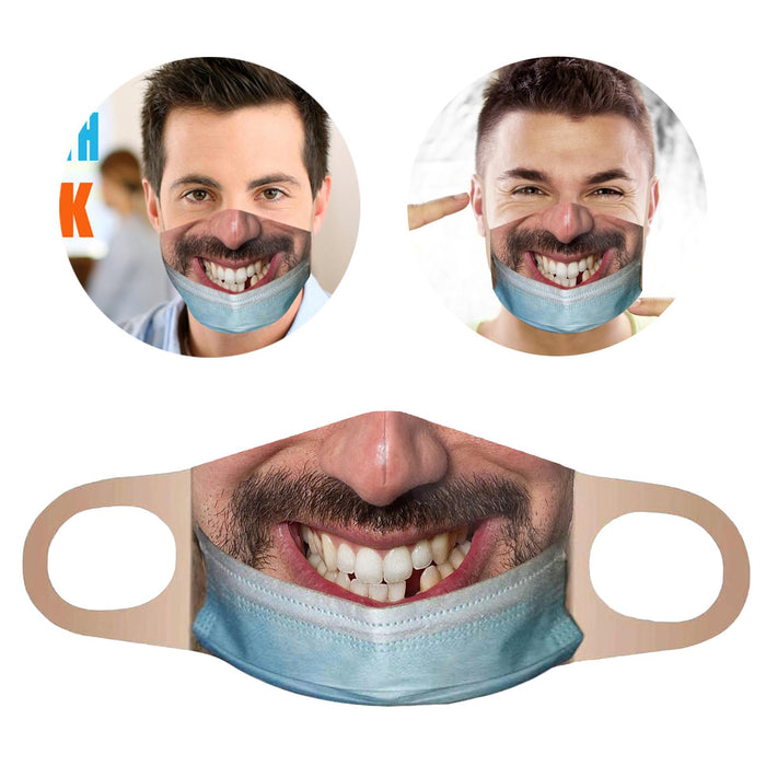 Crofta Creativity 3D Print Funny Bandit Prank Face Mask Masque Mouth Cover Adults C