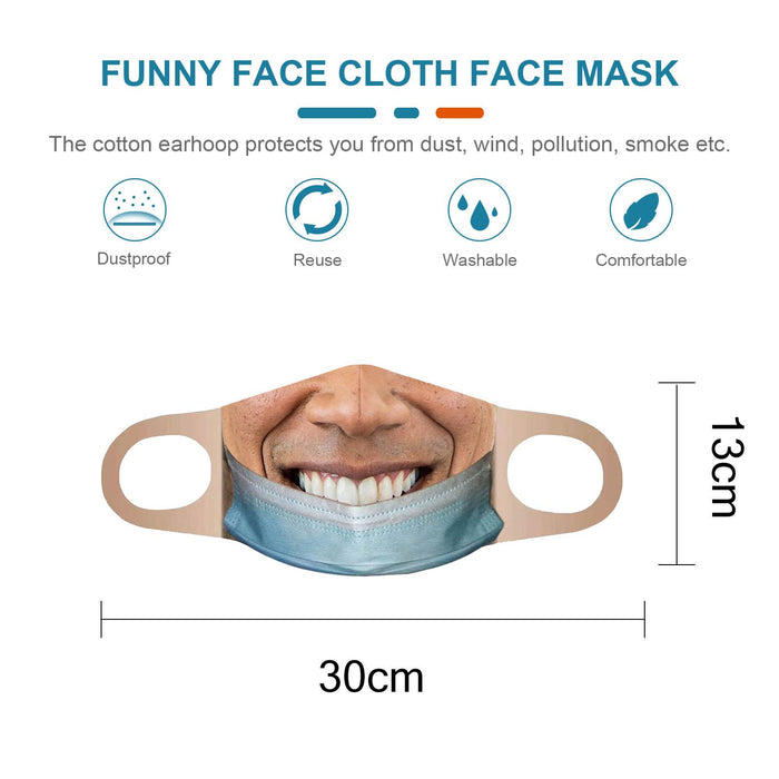 Crofta Creativity 3D Print Funny Bandit Prank Face Mask Masque Mouth Cover Adults D