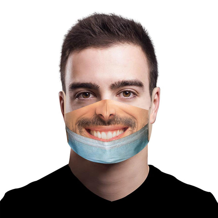 Crofta Creativity 3D Print Funny Bandit Prank Face Mask Masque Mouth Cover Adults E