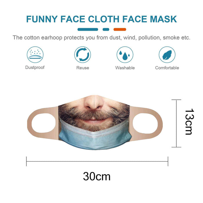 Crofta Creativity 3D Print Funny Bandit Prank Face Mask Masque Mouth Cover Adults F