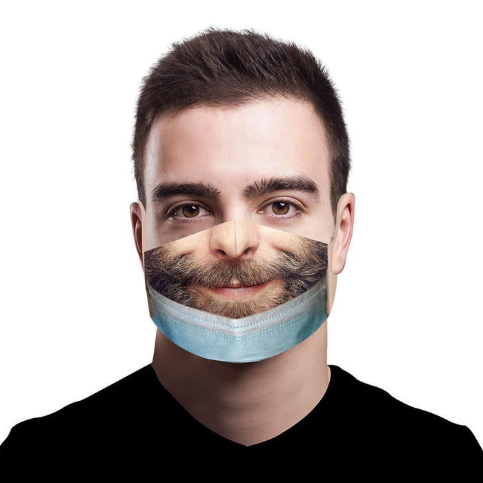 Crofta Creativity 3D Print Funny Bandit Prank Face Mask Masque Mouth Cover Adults F