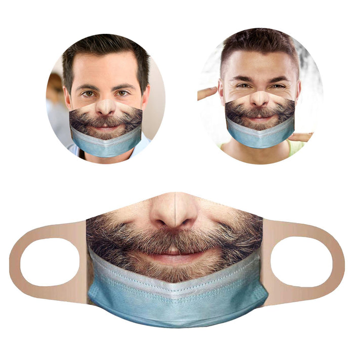 Crofta Creativity 3D Print Funny Bandit Prank Face Mask Masque Mouth Cover Adults F