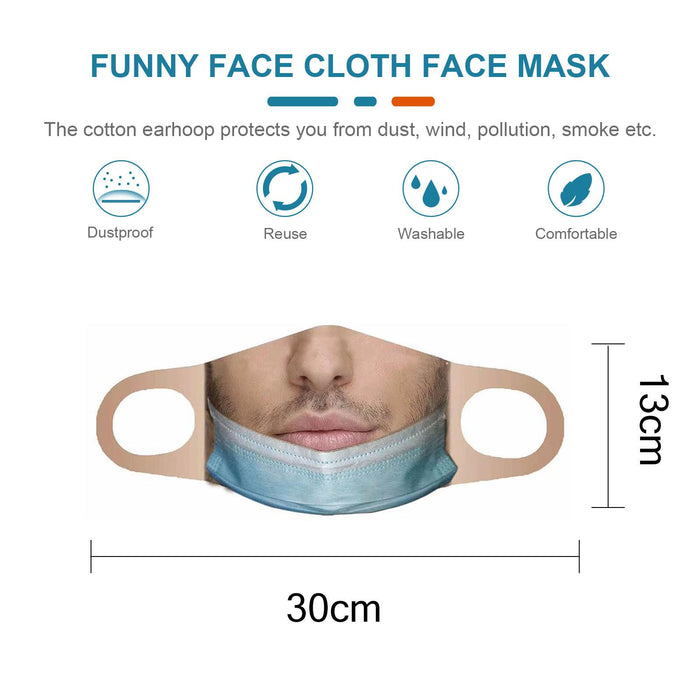 Crofta Creativity 3D Print Funny Bandit Prank Face Mask Masque Mouth Cover Adults G