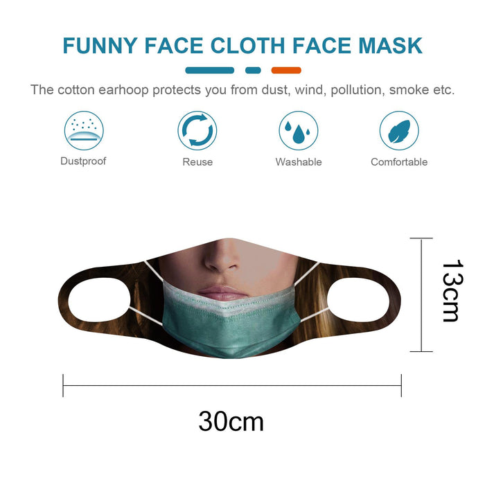 Crofta Creativity 3D Print Funny Bandit Prank Face Mask Masque Mouth Cover Adults H