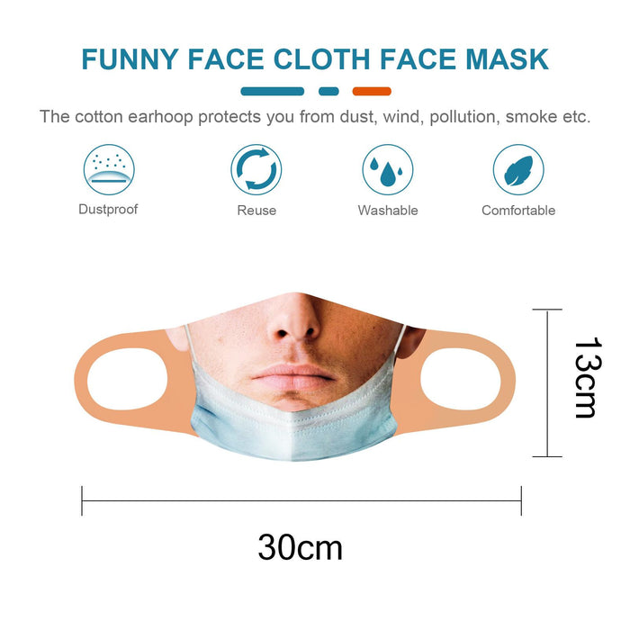 Crofta Creativity 3D Print Funny Bandit Prank Face Mask Masque Mouth Cover Adults I