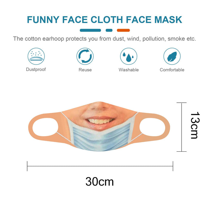 Crofta Creativity 3D Print Funny Bandit Prank Face Mask Masque Mouth Cover Adults J