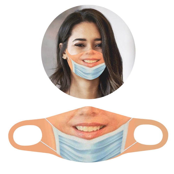 Crofta Creativity 3D Print Funny Bandit Prank Face Mask Masque Mouth Cover Adults J