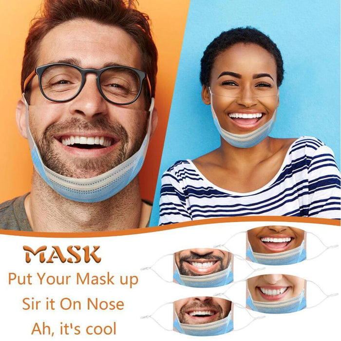 Crofta Creativity 3D Print Funny Bandit Prank Face Mask Masque Mouth Cover B