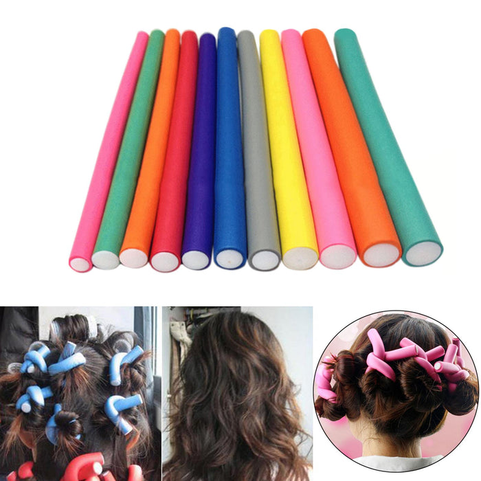 Crofta 10x Hair Foam Curler Roller Set Flexible Rods Easy Use DIY 20mm