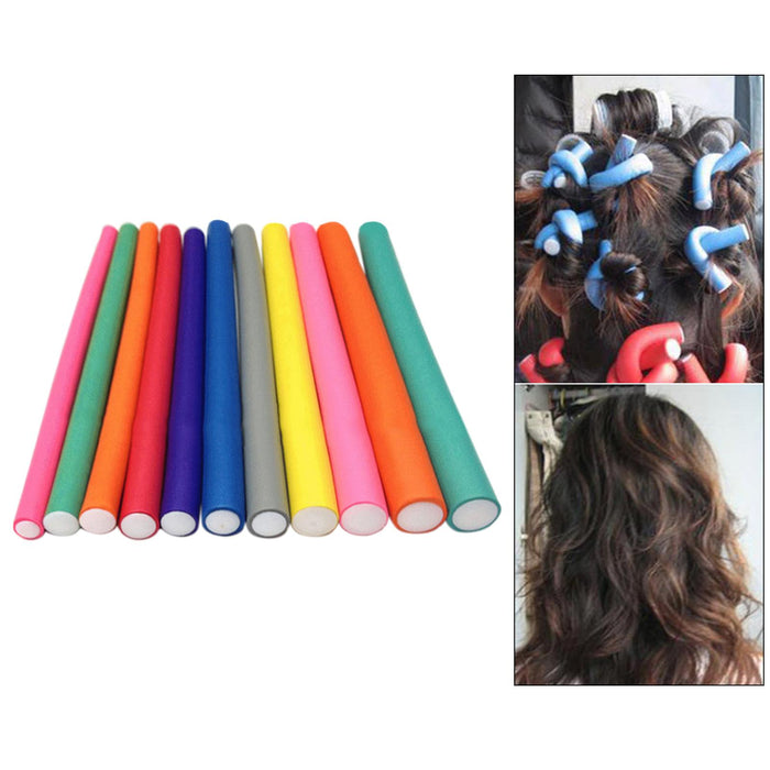 Crofta 10x Hair Foam Curler Roller Set Flexible Rods Easy Use DIY 20mm