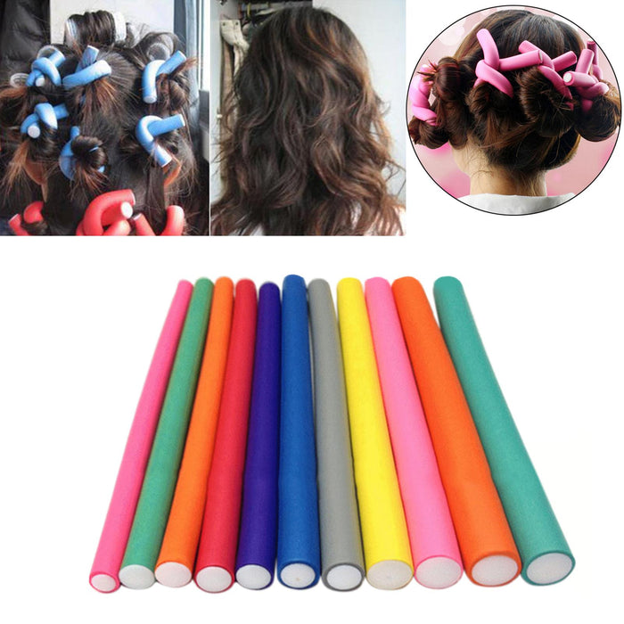 Crofta 10x Hair Foam Curler Roller Set Flexible Rods Easy Use DIY 20mm