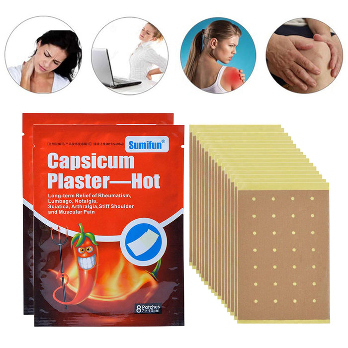 Crofta 2 Bags Self Adhesive Capsicum Plaster Patches for Muscle Strains Backache