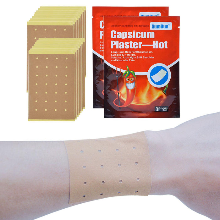 Crofta 2 Bags Self Adhesive Capsicum Plaster Patches for Muscle Strains Backache