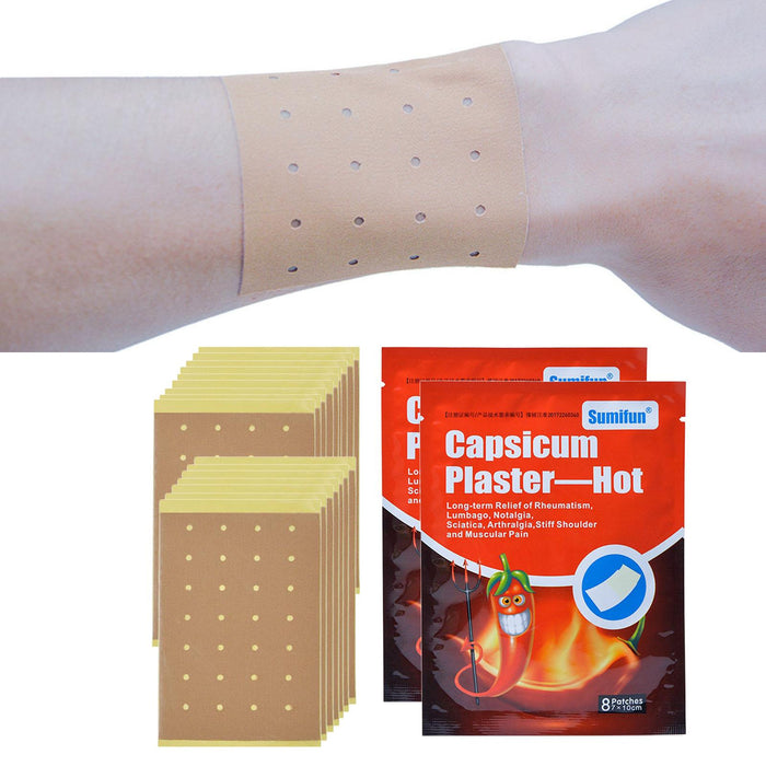 Crofta 2 Bags Self Adhesive Capsicum Plaster Patches for Muscle Strains Backache