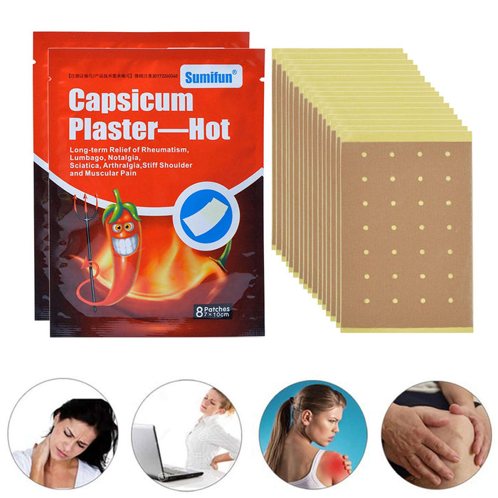 Crofta 2 Bags Self Adhesive Capsicum Plaster Patches for Muscle Strains Backache