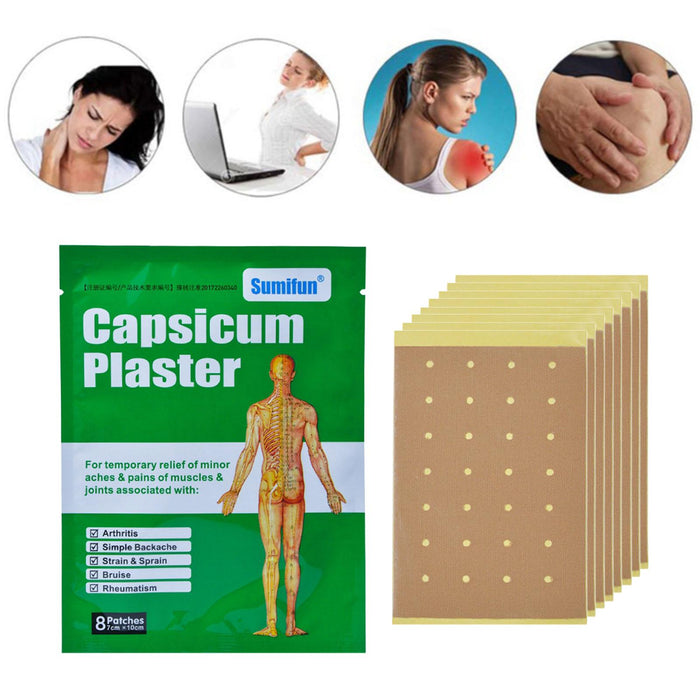 Crofta 1 Bag Self Adhesive Capsicum Plaster Patches for Muscle Strains Backache