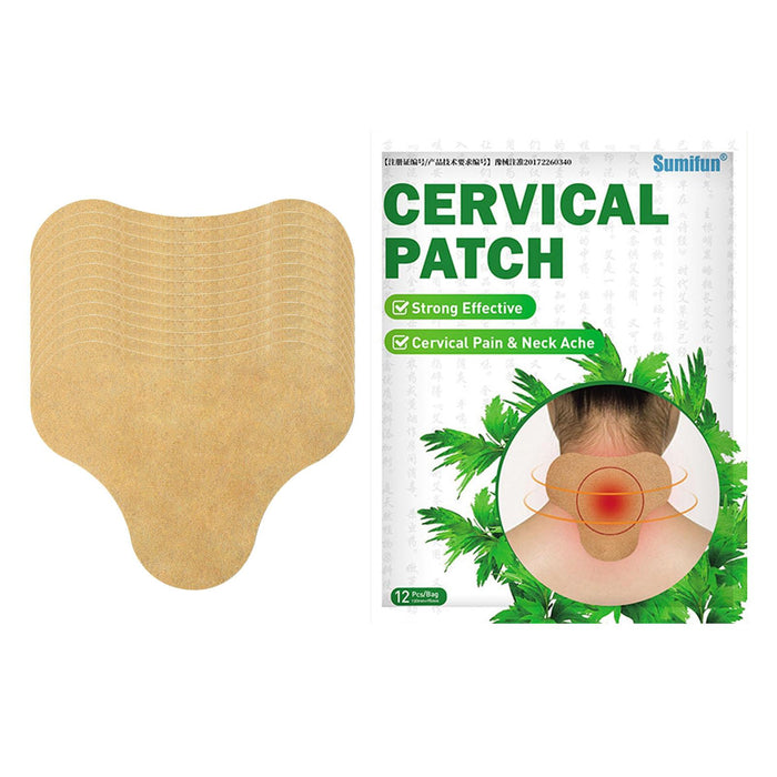 Crofta 12 Sheets Natural Cervical Patch Relaxing Pain Plaster Sticker Self Adhesive