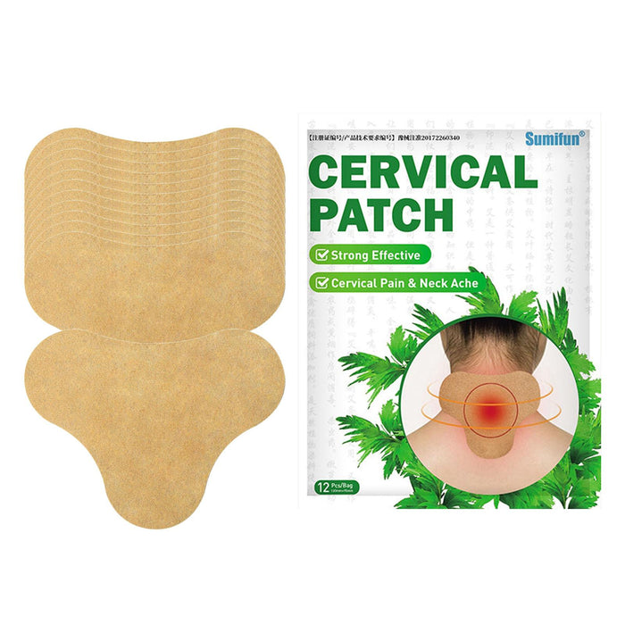 Crofta 12 Sheets Natural Cervical Patch Relaxing Pain Plaster Sticker Self Adhesive