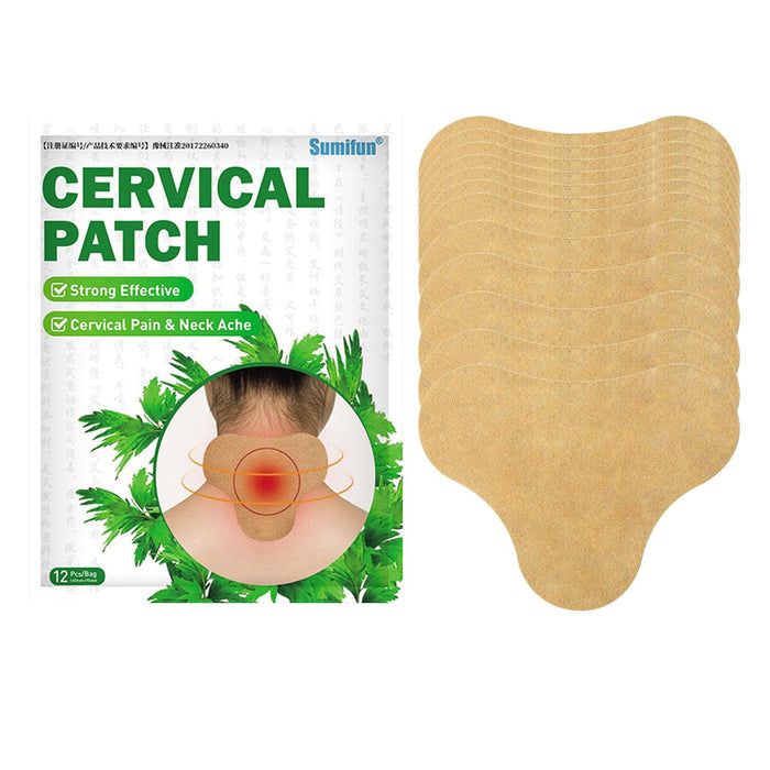 Crofta 12 Sheets Natural Cervical Patch Relaxing Pain Plaster Sticker Self Adhesive