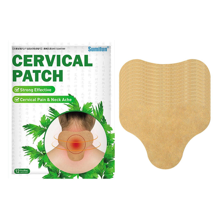 Crofta 12 Sheets Natural Cervical Patch Relaxing Pain Plaster Sticker Self Adhesive