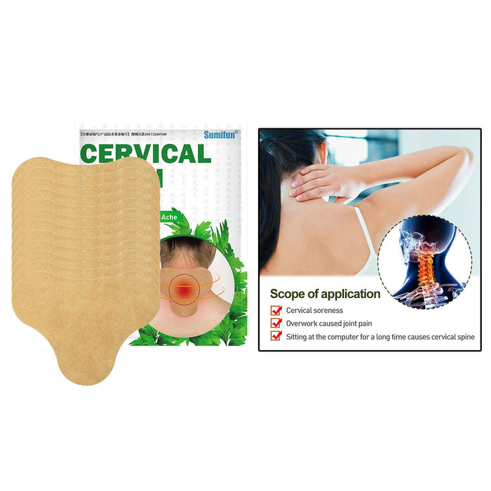 Crofta 12 Sheets Natural Cervical Patch Relaxing Pain Plaster Sticker Self Adhesive