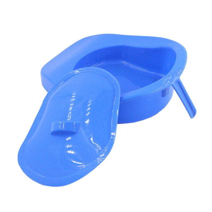 Crofta Blue Bedpan Bed Pan with Lid Handle for Bedridden Patient Women Men