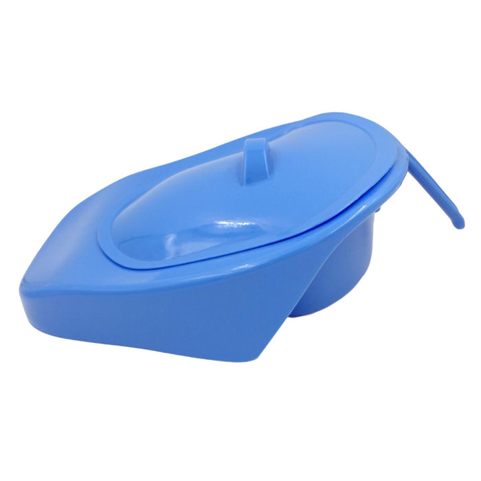 Crofta Blue Bedpan Bed Pan with Lid Handle for Bedridden Patient Women Men