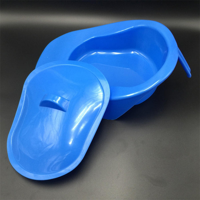 Crofta Blue Bedpan Bed Pan with Lid Handle for Bedridden Patient Women Men