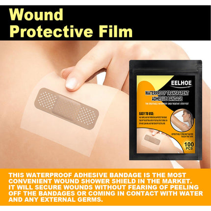 Crofta Waterproof Transparent Film Dressing Adhesive Wound Cover Bandage  100Pcs