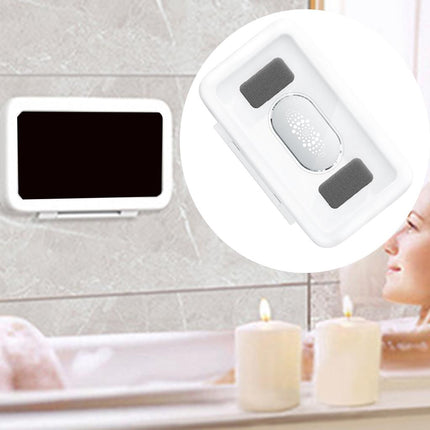 Crofta Waterproof Wall Mount Shower Phone Holder Bathroom Phone Storage Case White