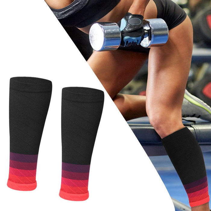 Crofta 1Pair Calf Compression Socks for Men Women Hikers Running Gym  Gradient Red