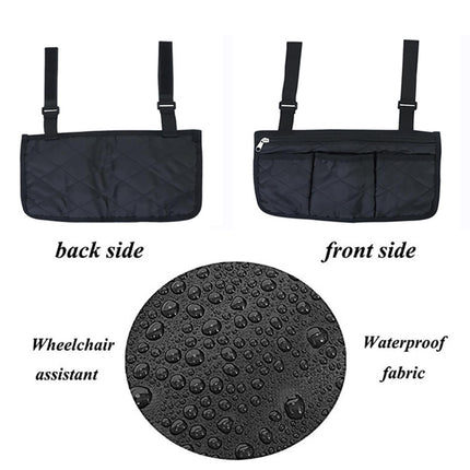 Crofta Waterproof Wheelchair Side Armrest Pouch Bag For Cup Pill Box Accessories