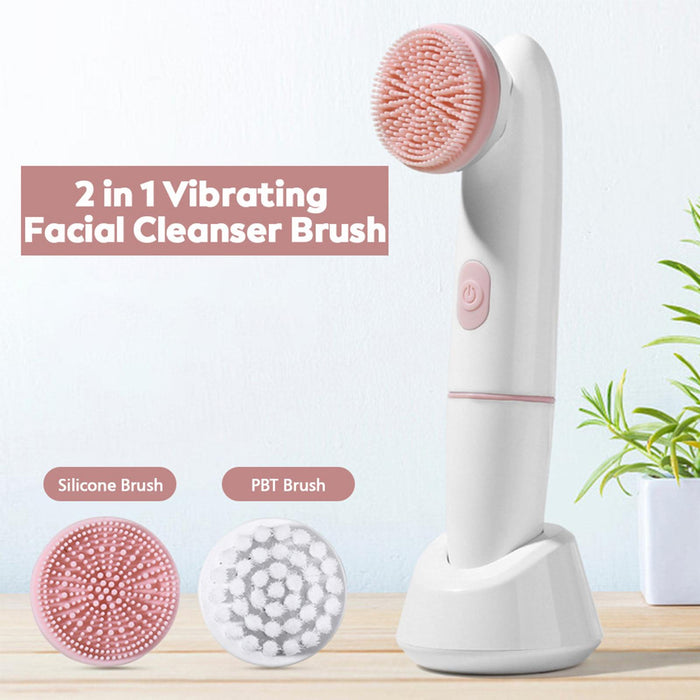 Crofta 2 in 1 Electric Facial Cleansing Brush Pore Oil with Soft Head Massaging