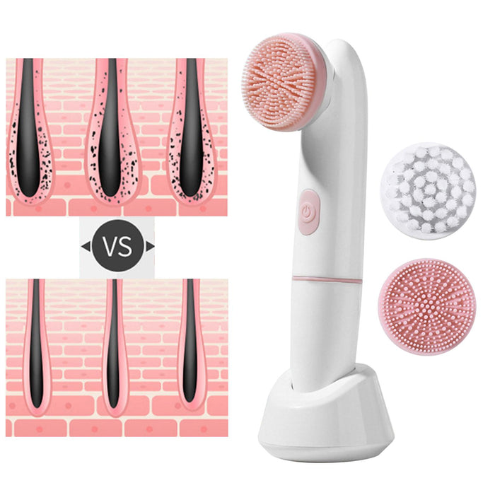 Crofta 2 in 1 Electric Facial Cleansing Brush Pore Oil with Soft Head Massaging