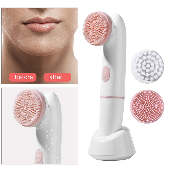 Crofta 2 in 1 Electric Facial Cleansing Brush Pore Oil with Soft Head Massaging