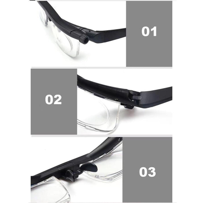 Crofta 1Pair Dial Adjustable Focus Eyeglasses Glasses for Reading Distance Vision