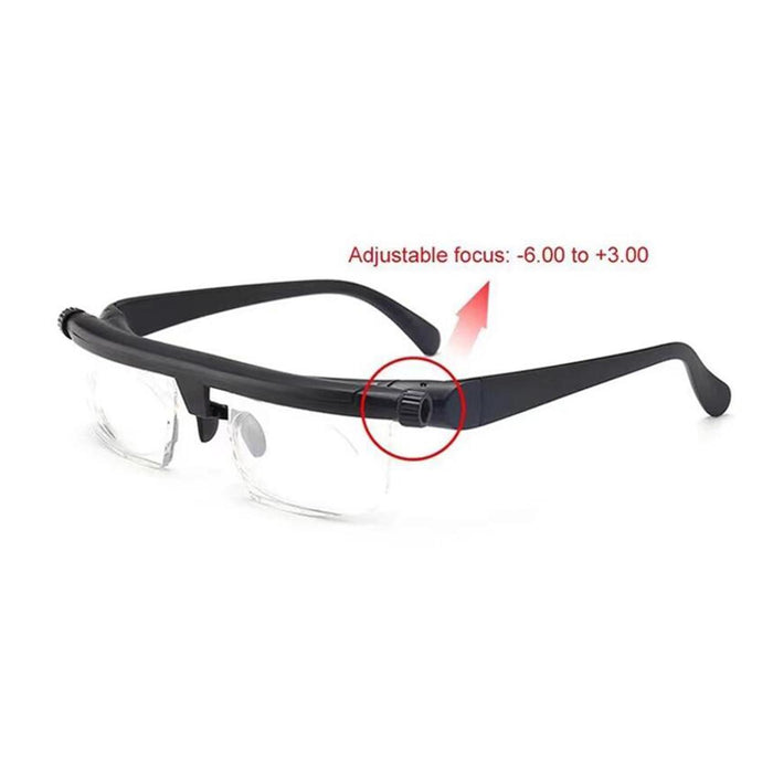 Crofta 1Pair Dial Adjustable Focus Eyeglasses Glasses for Reading Distance Vision