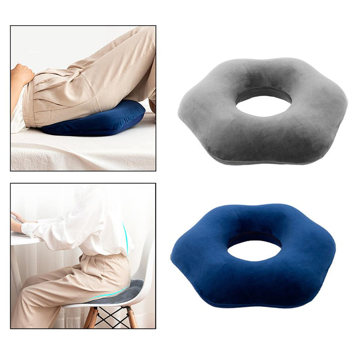 Crofta Donut Pillow Cushion Breathable Orthopedic Pregnancy Chair Pillow Dark blue