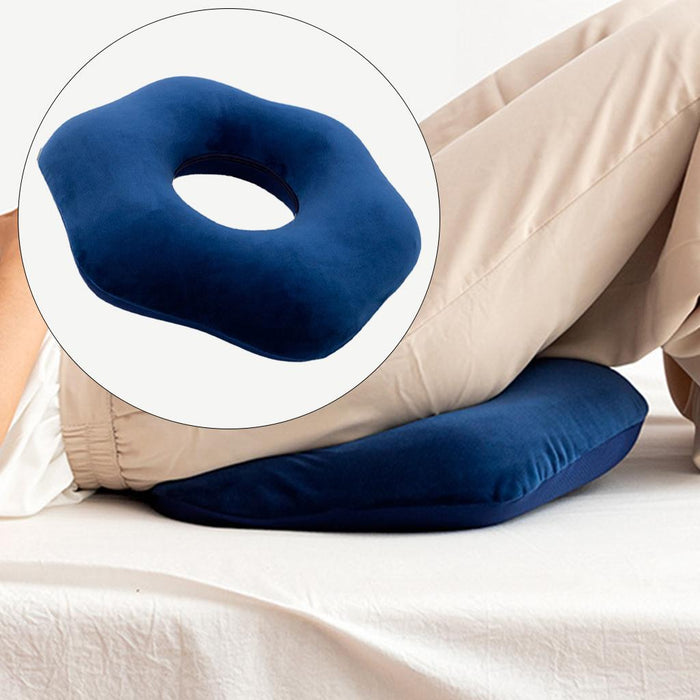 Crofta Donut Pillow Cushion Breathable Orthopedic Pregnancy Chair Pillow Dark blue