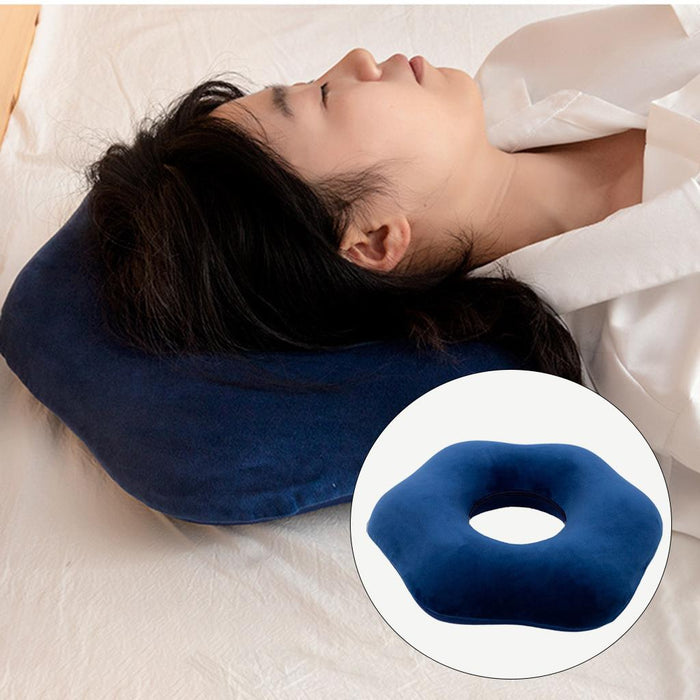 Crofta Donut Pillow Cushion Breathable Orthopedic Pregnancy Chair Pillow Dark blue