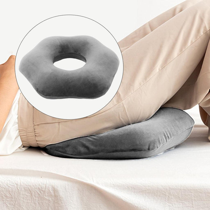 Crofta Donut Pillow Cushion Breathable Orthopedic Pregnancy Chair Pillow Grey