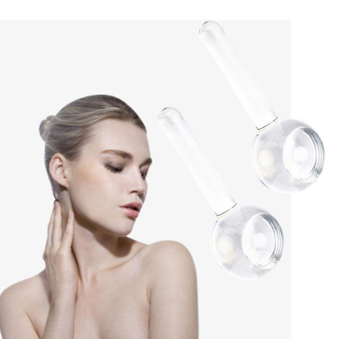 2 Pieces Facial Cooling Ice Globes Ball for Face Neck Care Clear White