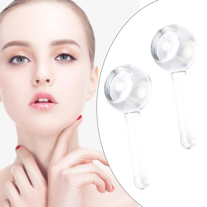 2 Pieces Facial Cooling Ice Globes Ball for Face Neck Care Clear White