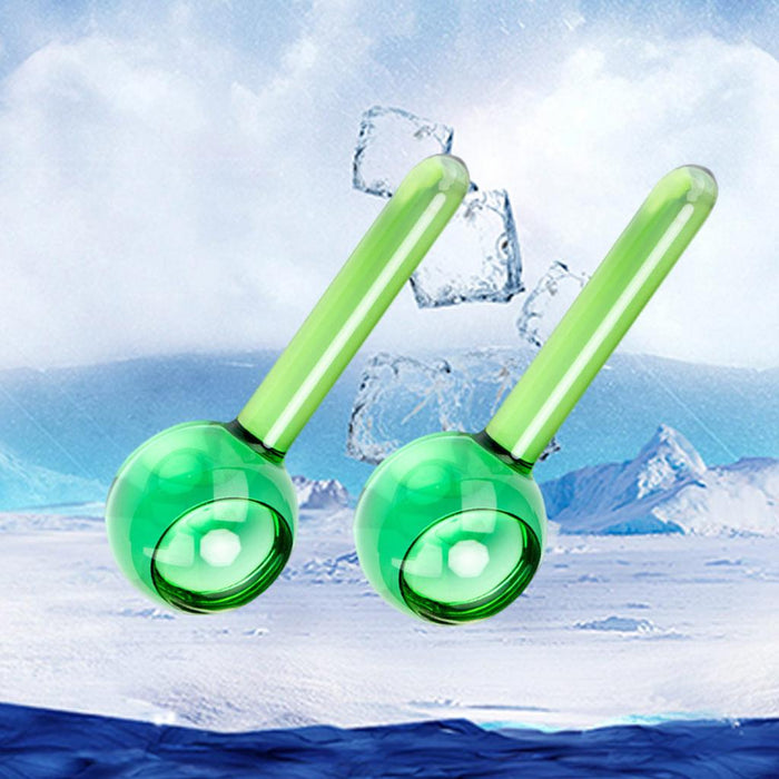 2 Pieces Facial Cooling Ice Globes Ball for Face Neck Care Clear Green