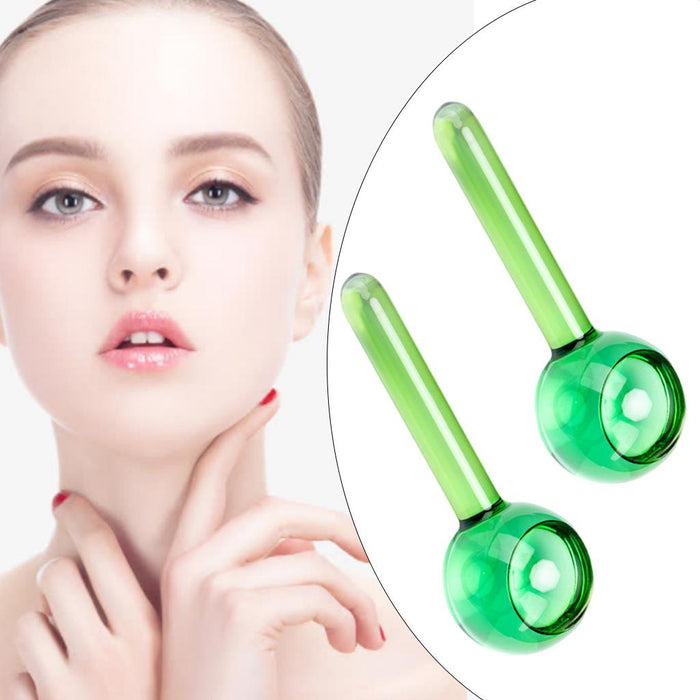 2 Pieces Facial Cooling Ice Globes Ball for Face Neck Care Clear Green