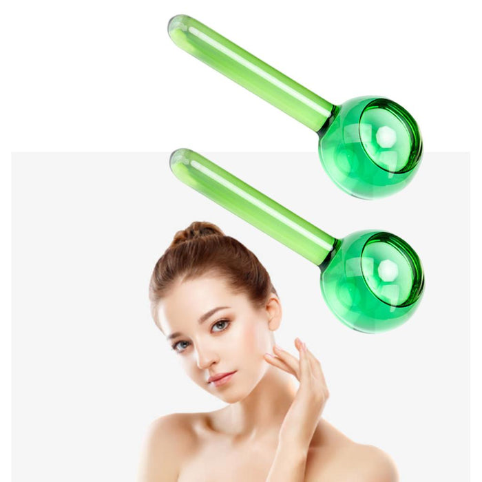 2 Pieces Facial Cooling Ice Globes Ball for Face Neck Care Clear Green