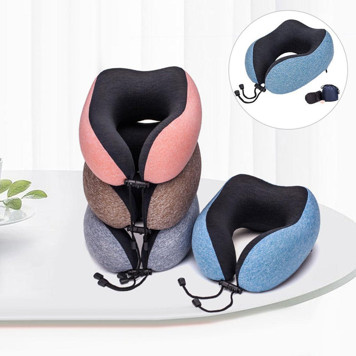 Travel Neck Pillow Memory Foam Prevent Heads from Falling Forward blue