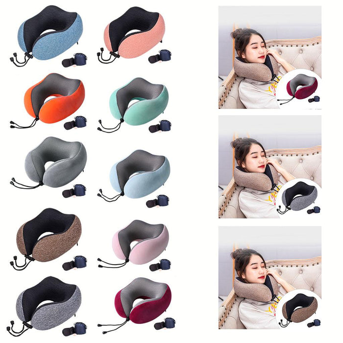 Travel Neck Pillow Memory Foam Prevent Heads from Falling Forward blue