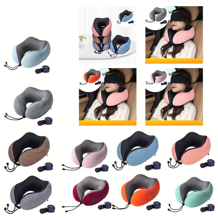 Travel Neck Pillow Memory Foam Prevent Heads from Falling Forward blue