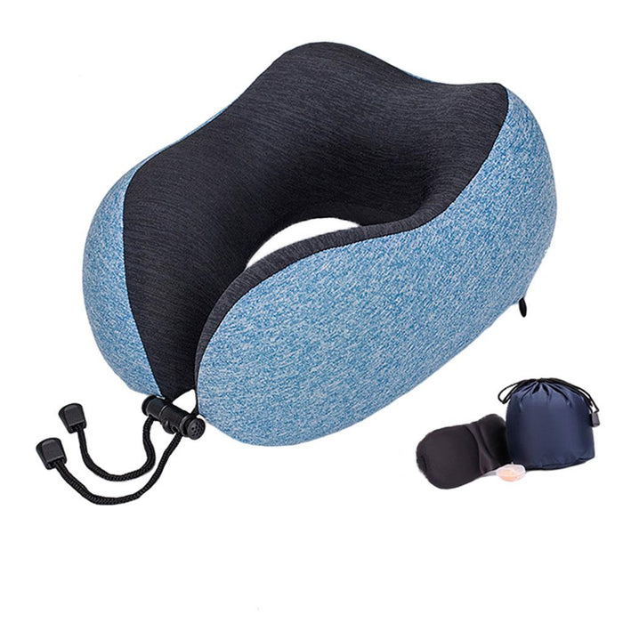 Travel Neck Pillow Memory Foam Prevent Heads from Falling Forward blue